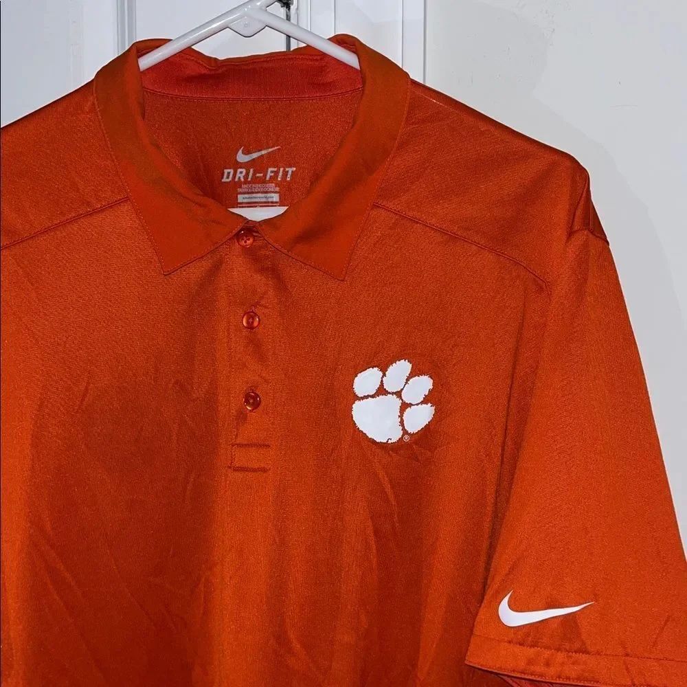 Nike Clemson Tigers Orange White Purple home Football team Print Golf Polo shirt